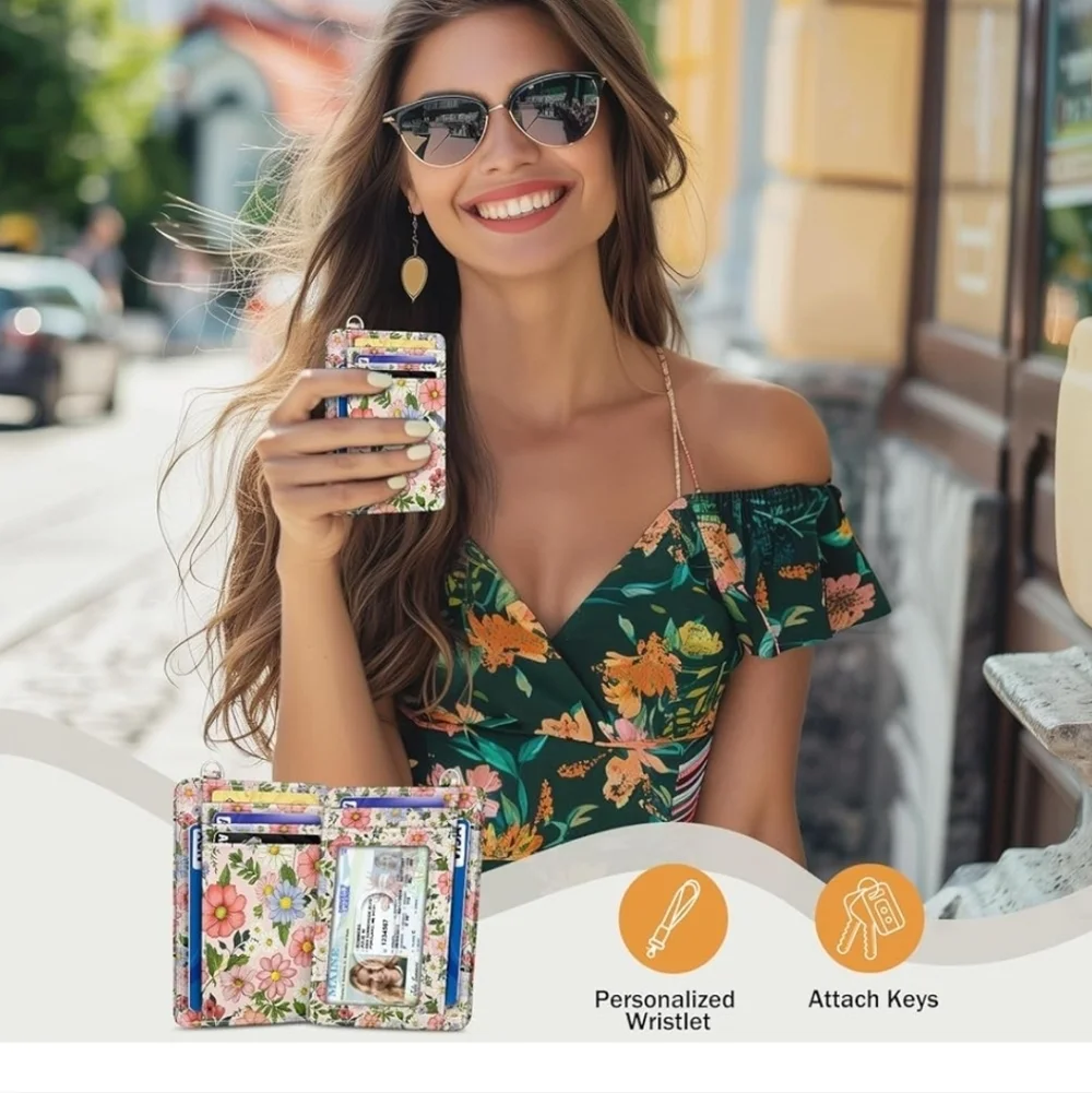 Floral Card Holder with ID Window